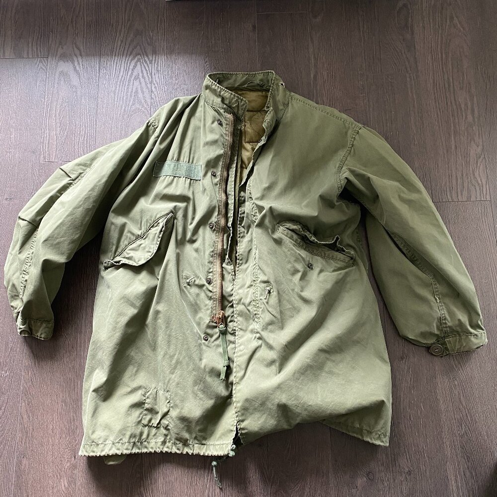 vintage army extreme cold weather fishtail parka with lining no hood M65